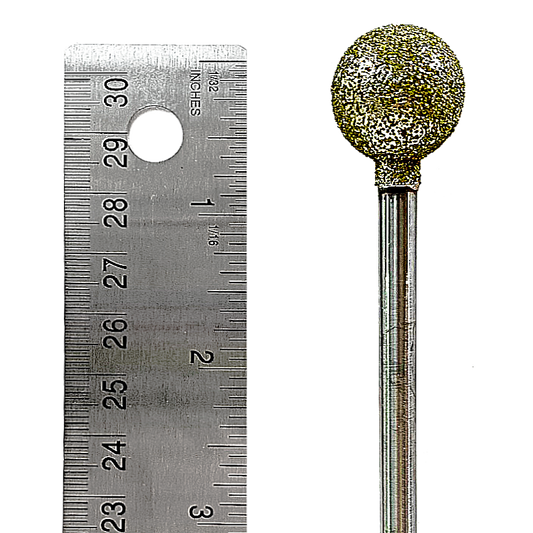 Diamond Burr #01 Ball/Sphere 3/4" (20mm) 1/4" Long Shaft #1