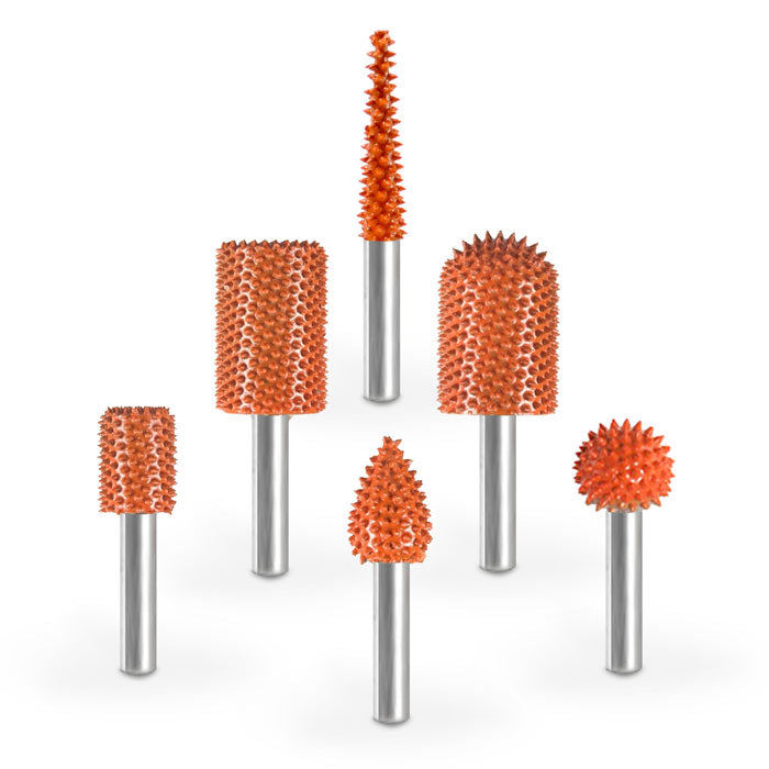 1/4" Kit Permulaan Jingga Bekas Grit Kasar Burr 1/4" Shank 6pc 