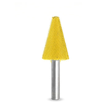 Taper 3/4" Yellow Fine Grit Burr 1/4" Shank