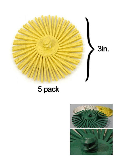 Scotch-Brite™ Roloc™ Radial Bristle Disc 3'' Yellow 80Grit (5 Pack)