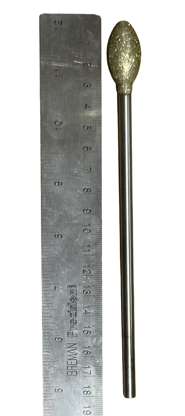 Diamond Burr #09 Football 5/8x1-1/4" (15x30mm) 1/4" Shaft Long