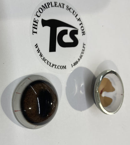 Ojos de Vidrio Vintage Marrón Claro - Borde Blanco 1.25"x1/2" (Par)