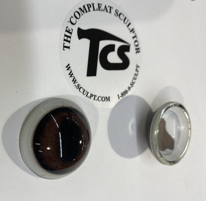 Mata Kaca Vintaj Coklat - Rim Putih 1.25"x1/2" (Sepasang)
