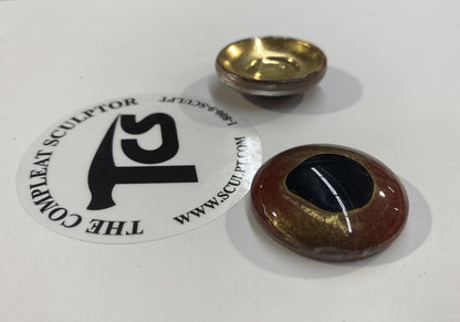 Vintage Glass Eyes Red/Gold 1"x1/4" (Pair)