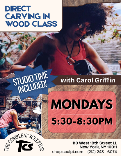 261207 Direct Carving in Wood Class Monday 5:30-8:30pm December 2026