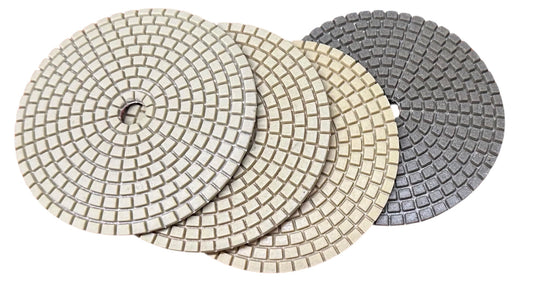 4" (100mm) Diamond Wet/Dry Velcro Polishing Discs (50-400 grit ) Set of 4