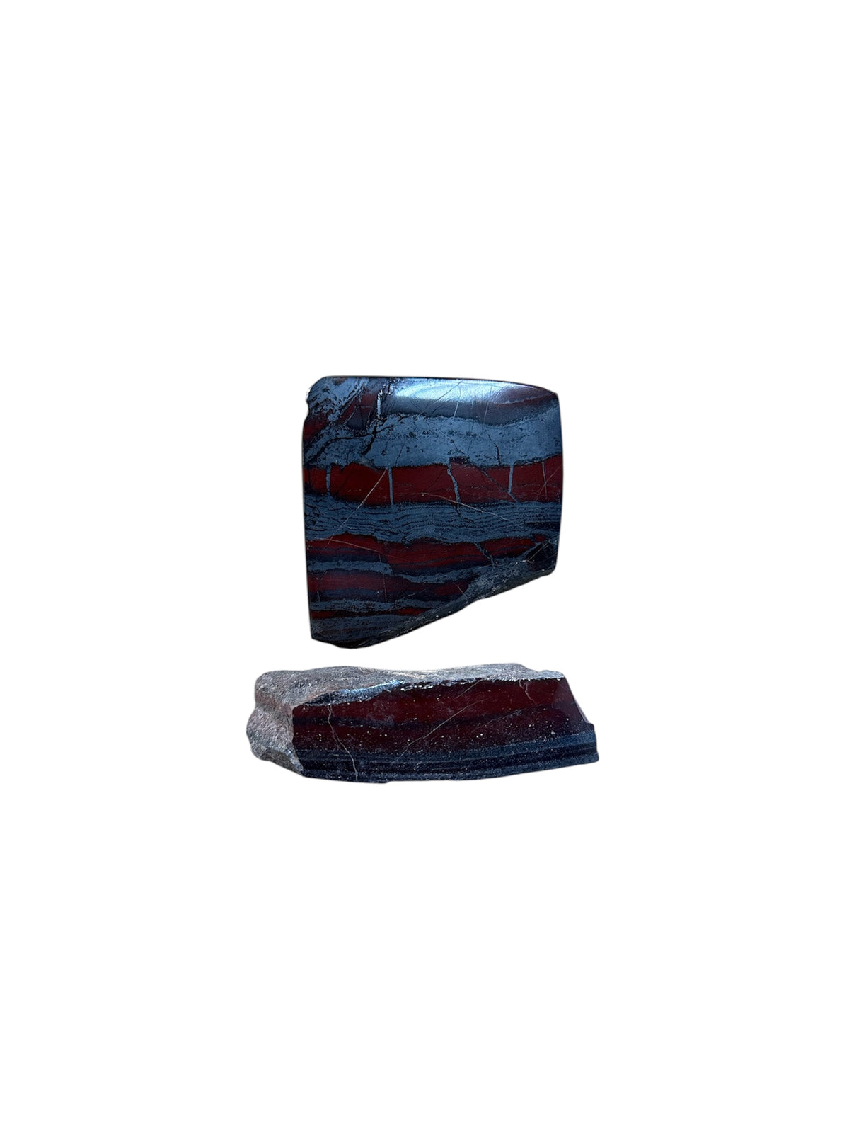 Silver and Red Hematite Polished HEM250913000