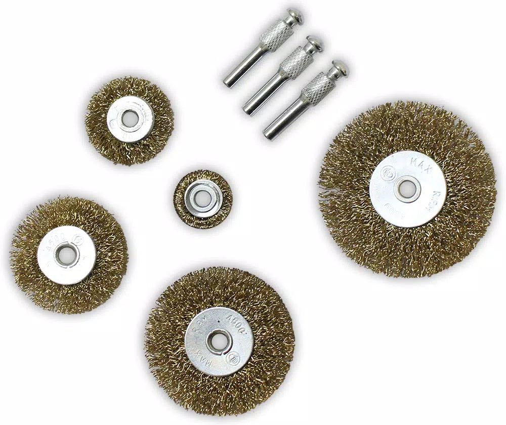 Brass Wire Brush Wheel Set 5pc