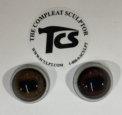 Vintage Glass Eyes Brown/Light Brown - White Rim 1.25"x1/2" (Pair)
