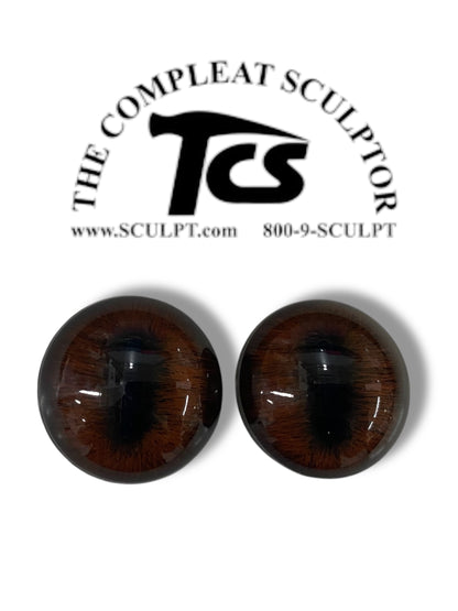 Vintage Glass Eyes Brown 1"x1/2" (Pair)