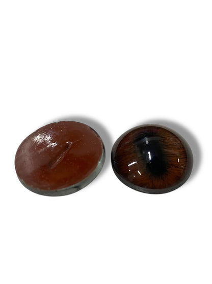 Vintage Glass Eyes Brown 1"x1/2" (Pair)