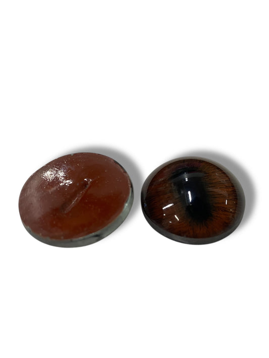 Vintage Glass Eyes Brown 1"x1/2" (Pair)