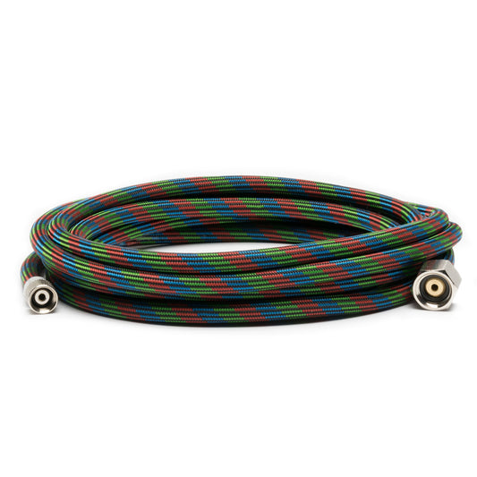 Manguera de aerógrafo de nailon trenzado de 10' con conector para aerógrafo Iwata y conector para compresor de 1/4"