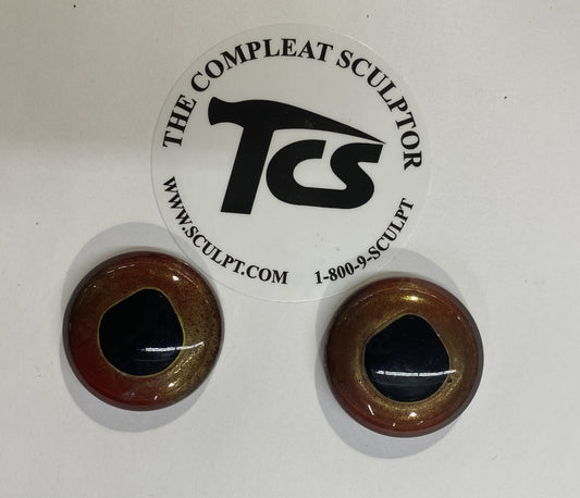 Vintage Glass Eyes Red/Gold 1"x1/4" (Pair)