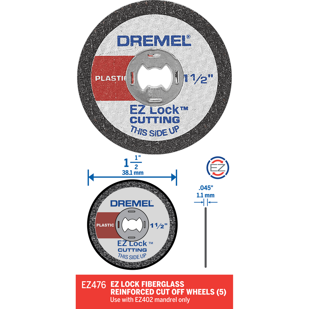 EZ Lock™ 1-1/2" Cut-off Wheels (5 Pack) #EZ476