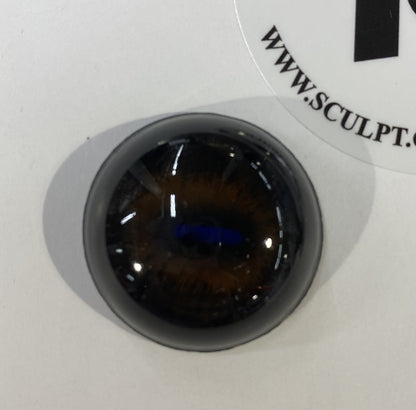 Ojos de vidrio vintage marrón oscuro (pupila azul brillante) 1"x1/3" (par)