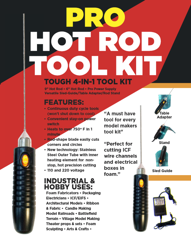 Crafters Hot Knife - Estilo de varilla: juego combinado de varillas de 6" y 9" con trineo, adaptador de mesa y soporte