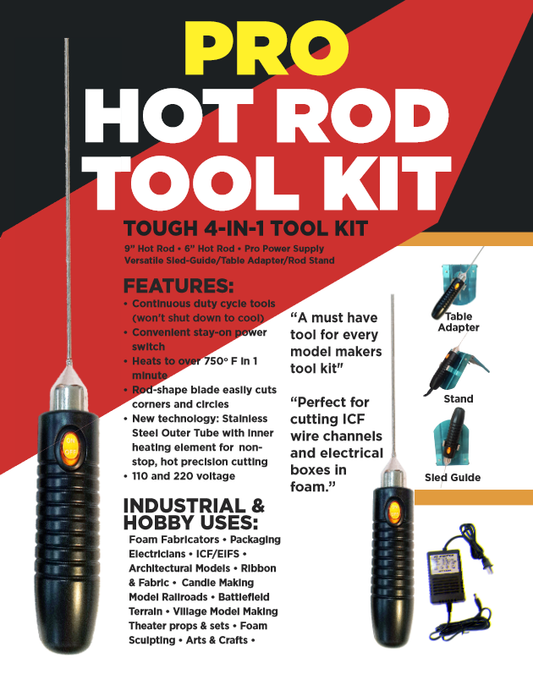 Pisau Panas Crafters - Gaya Rod: Set Kombo Rod 6" &amp; 9" dengan Sled, Penyesuai Meja dan Stand