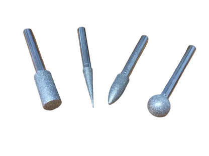 4pc Diamond Burr Set 1/4 Shank Fine Grit
