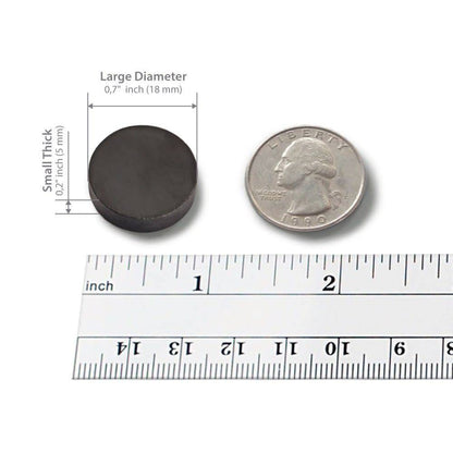 100 pcs Ceramic Magnets - Tiny 18 mm (.709 inch) Round Disc