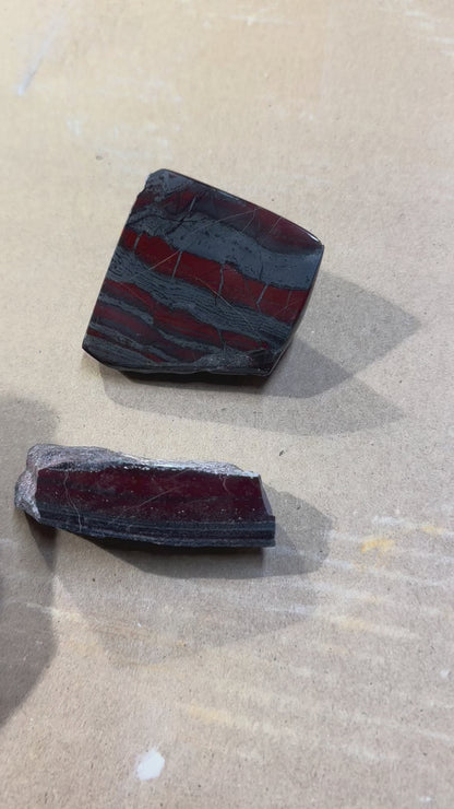 Silver and Red Hematite Polished HEM250913000