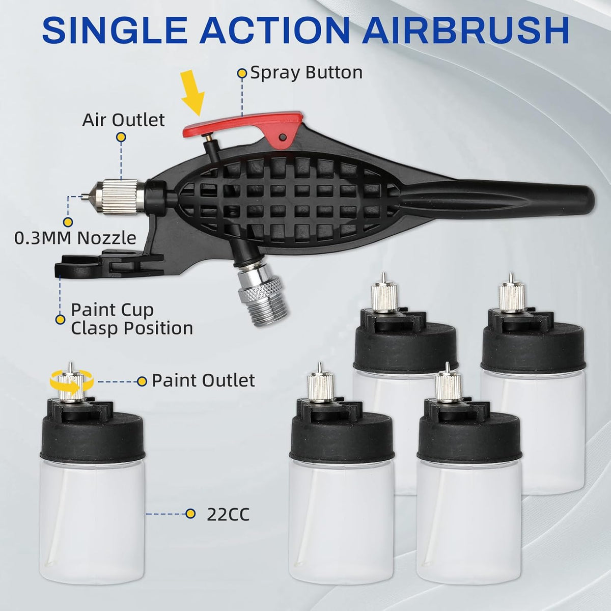 Airbrush Economy Kit 5 Quick Change Bottles
