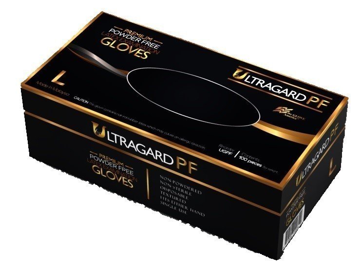Ultragard Premium Latex Exam Powder Free Box of 100 Large Gloves
